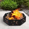 Round Fire Pit Ring Outdoor Fireplace Camping Firepit Steel Portable 36″