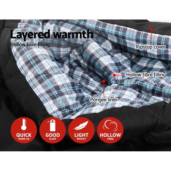 Sleeping Bag Camping Hiking Tent Outdoor Comfort 5 Degree – Grey