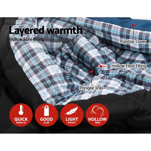 Sleeping Bag Camping Hiking Tent Outdoor Comfort 5 Degree – Navy Blue