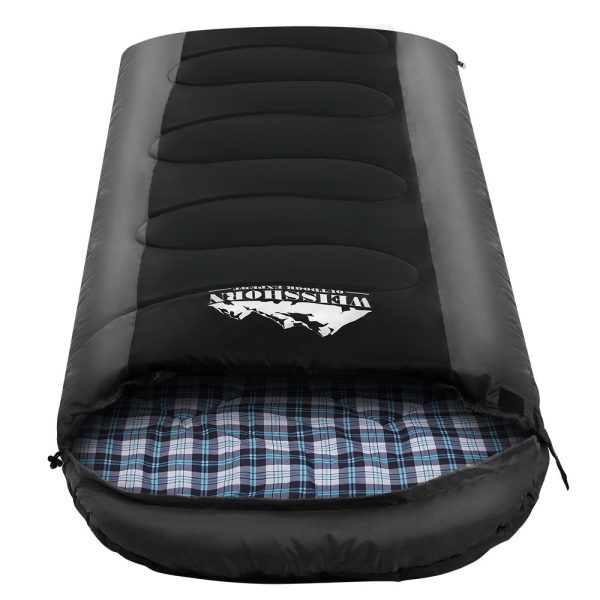 Sleeping Bag Camping Hiking Tent Winter Thermal Comfort 0 Degree – Black and Grey
