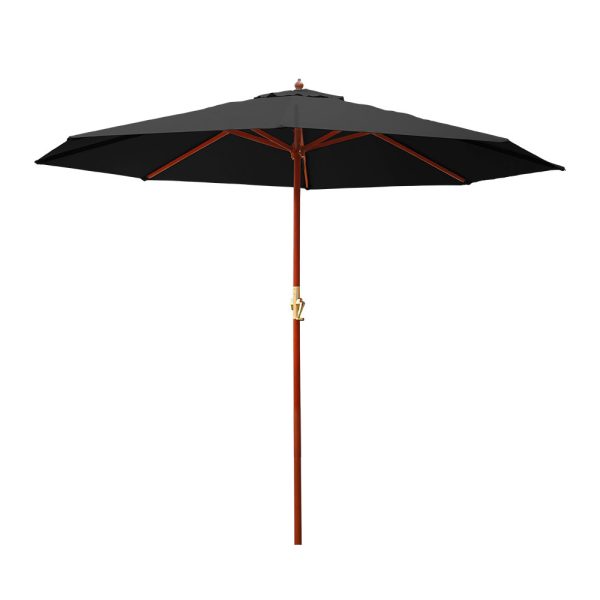 Outdoor Umbrella 3M Pole Cantilever Stand Garden Umbrellas Patio – Black, Without Base
