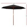 Outdoor Umbrella 3M Pole Cantilever Stand Garden Umbrellas Patio – Black, Without Base