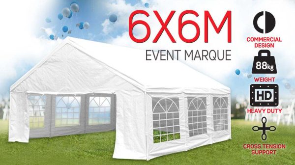 Wallaroo 6x6m Outdoor Event Marquee Gazebo Party Wedding Tent – White