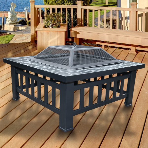 18″ Square Metal Fire Pit Outdoor Heater