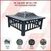 18″ Square Metal Fire Pit Outdoor Heater