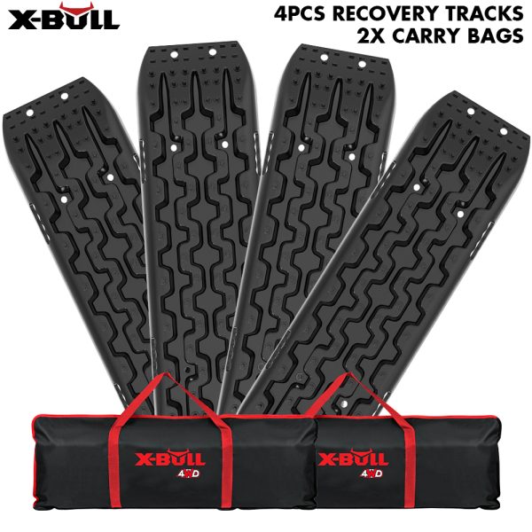 X-BULL Recovery tracks / Sand tracks / Mud tracks / Off Road 4WD 4×4 Car 2 Pairs Gen 3.0 – Black